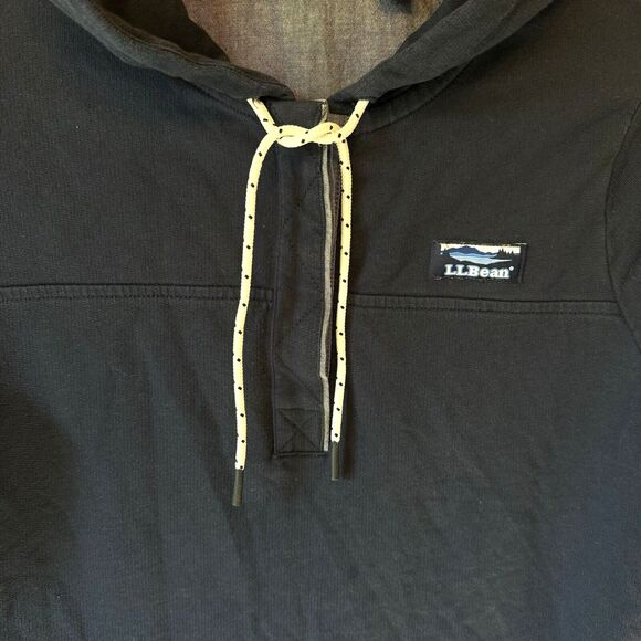 LL Bean Womens 1/4 Button Up Hoodie Pullover Size Small Pet 504299‎ Navy - Picture 6 of 12